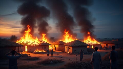 Village houses burned in Jacobabad love marriage dispute