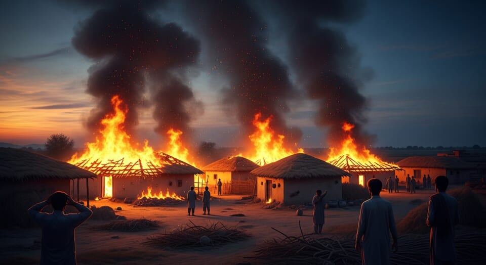 Village houses burned in Jacobabad love marriage dispute
