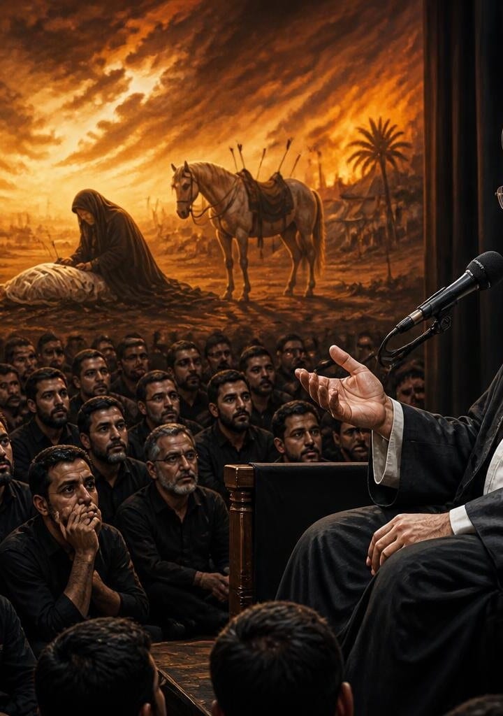 Ayatullah Aqeel-ul-Gharavi addresses Majlis Sham-e-Ghareeban