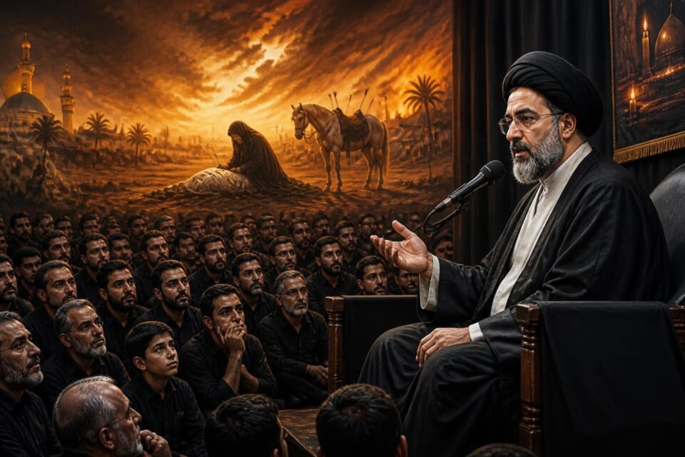 Ayatullah Aqeel-ul-Gharavi addresses Majlis Sham-e-Ghareeban