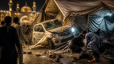 Car plows into tent outside Karachi Imambargah