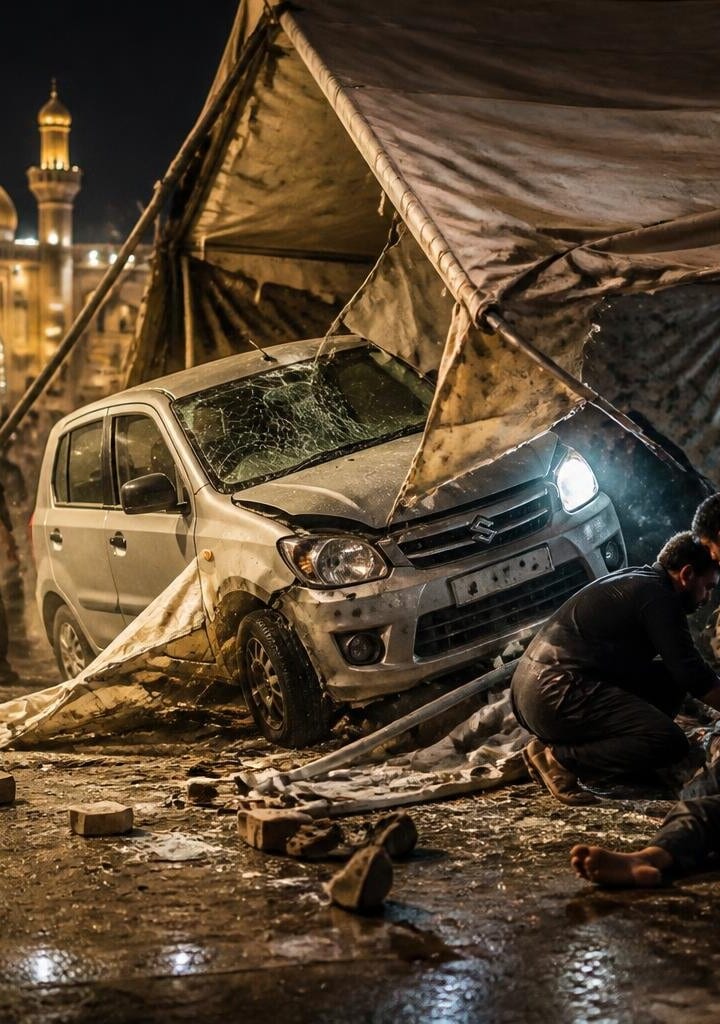 Car plows into tent outside Karachi Imambargah