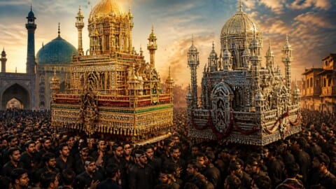 Historic ‘Teacher and Student’ Tazias in Multan Draw Devotees