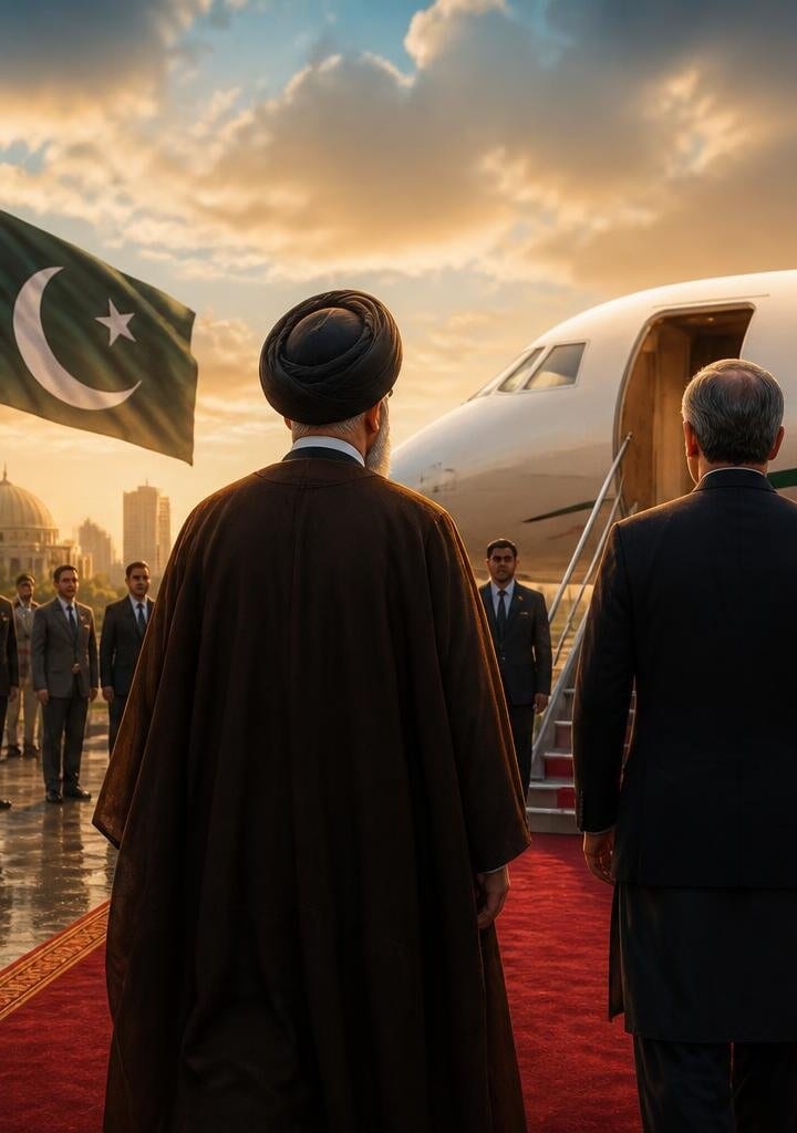 Iranian President arrives in Pakistan for key bilateral talks.