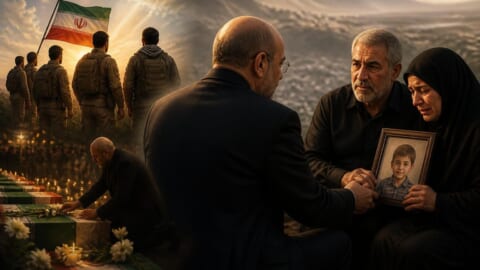 Mohammad Bagher Ghalibaf honors fallen heroes and martyred child’s parents.