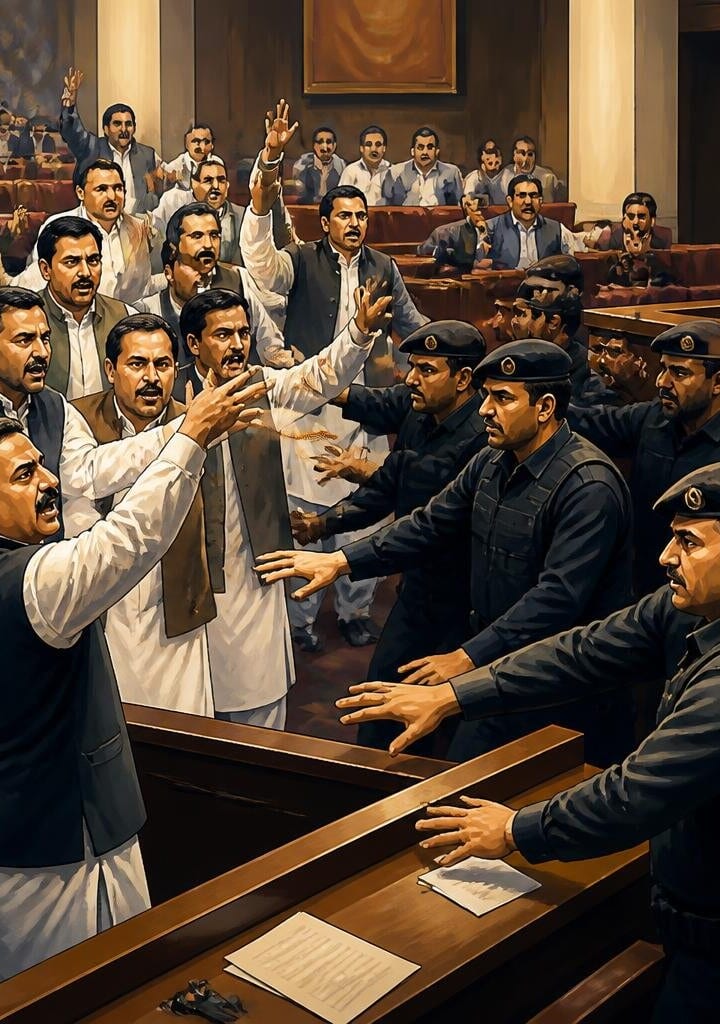 Opposition Protests in Punjab Assembly After Security Called In