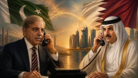 Prime Minister Shehbaz Sharif Holds Telephone Call with Emir of Qatar