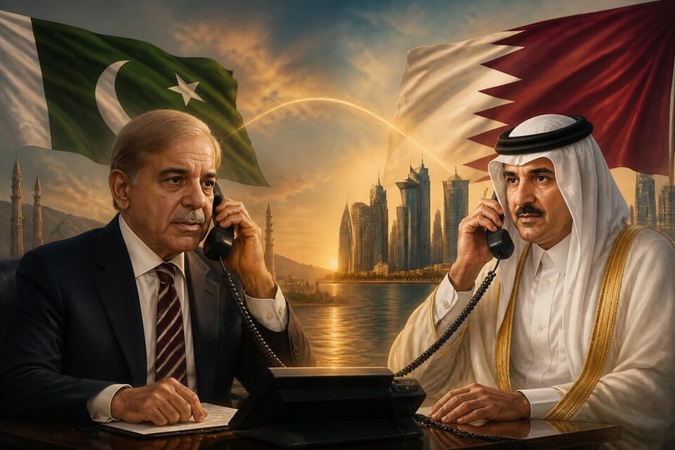 Prime Minister Shehbaz Sharif Holds Telephone Call with Emir of Qatar