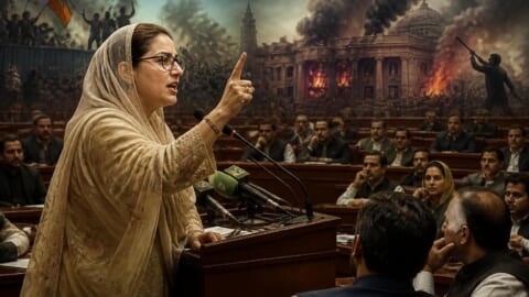 Uzma Bukhari delivers fiery speech, criticizes PTI over May 9 incident.