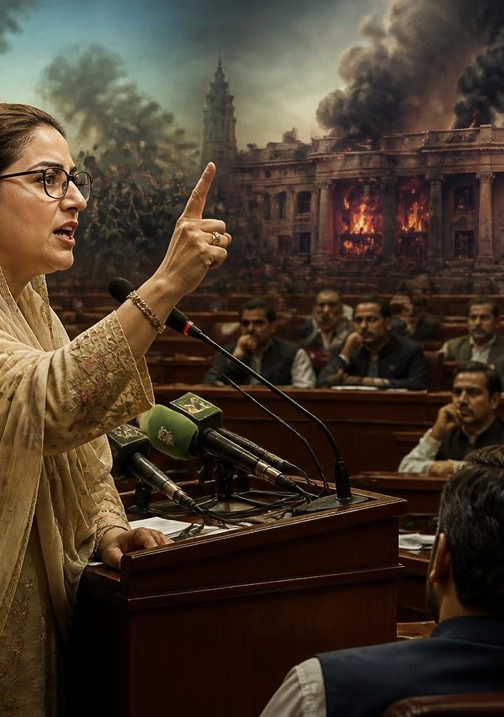 Uzma Bukhari delivers fiery speech, criticizes PTI over May 9 incident.