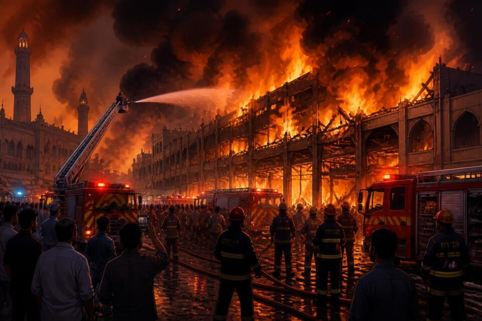 Fire Breaks Out at Azam Cloth Market in Lahore