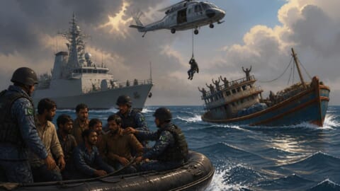 Pakistan Navy Rescues 20 Crew from Sinking Cargo Dhow