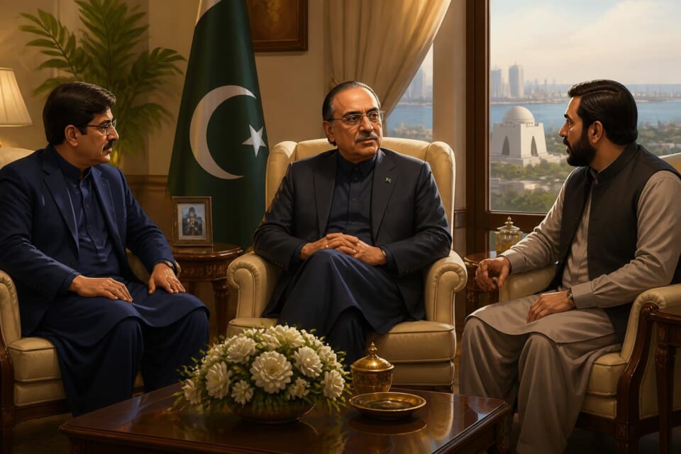 President Zardari Meets Sindh, Balochistan Chief Ministers in Karachi