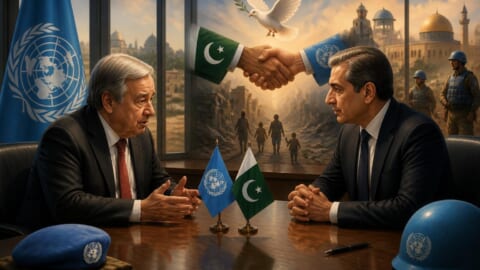Interior Minister Mohsin Naqvi Meets UN Secretary-General António Guterres at UN Headquarters