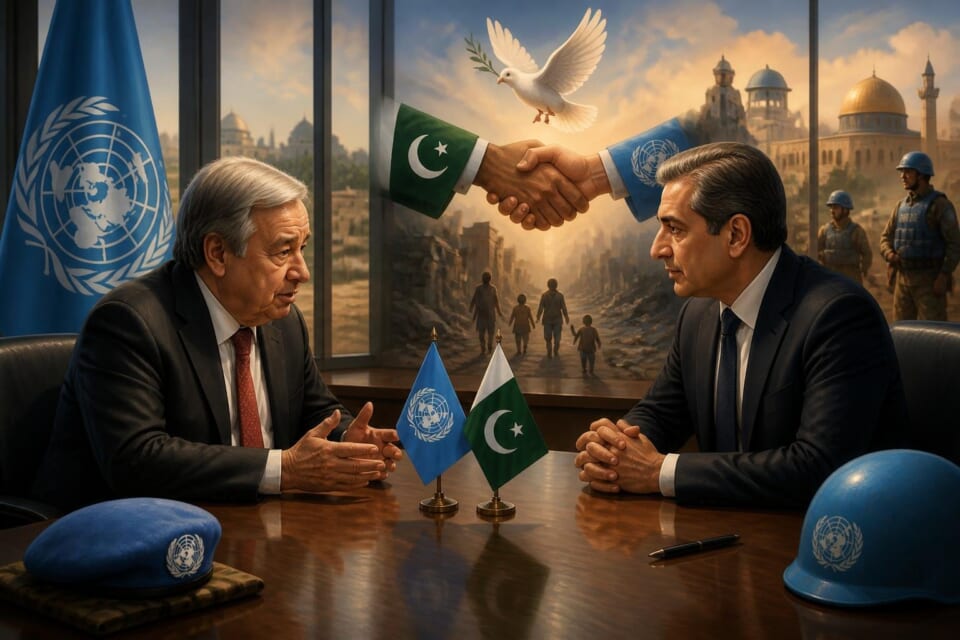 Interior Minister Mohsin Naqvi Meets UN Secretary-General António Guterres at UN Headquarters
