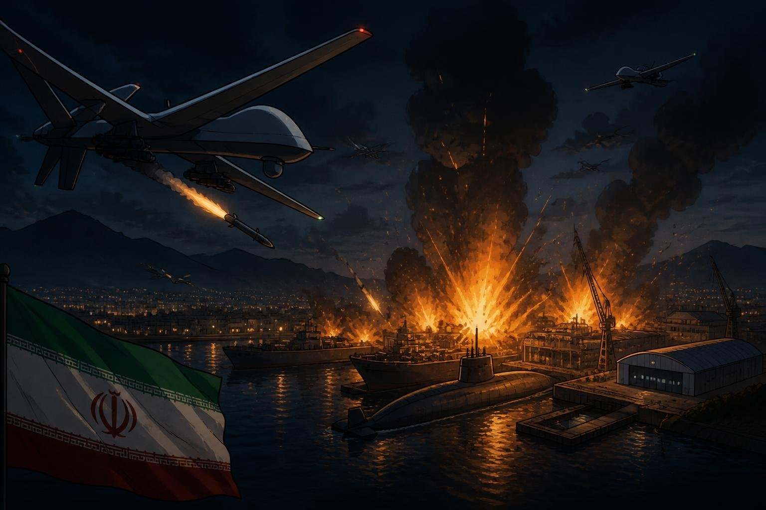 US Military Launches Third Consecutive Night of Strikes on Iran; Drone Attacks Target Submarine and Ship Repair Center Amid Ceasefire Questions