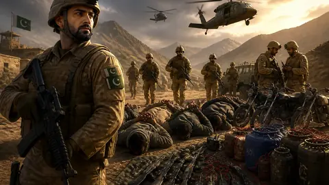 Animated editorial illustration for: Security forces kill 49 terrorists in KP, Balochistan operations: ISPR