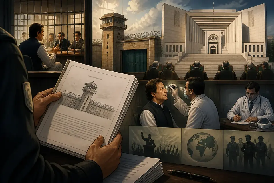 Animated editorial illustration for: Medical Report Reveals Imran Khan Suffering From Severe Anxiety in Jail