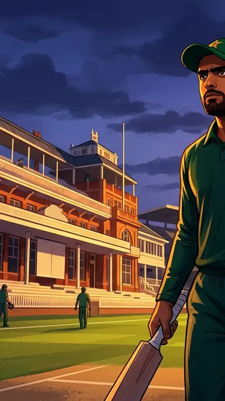 Animated editorial illustration for: England in commanding position against Pakistan in second Test