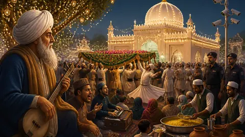 اس خبر کے لیے متحرک اداریاتی خاکہ: بابا بلھے شاہ کے سالانہ عرس کے موقع پر قصور میں زائرین کا رش