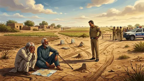 Animated editorial illustration for: 8 killed in Dadu clan clash over land dispute