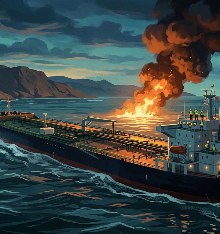Explosions reported near oil tanker in Strait of Hormuz