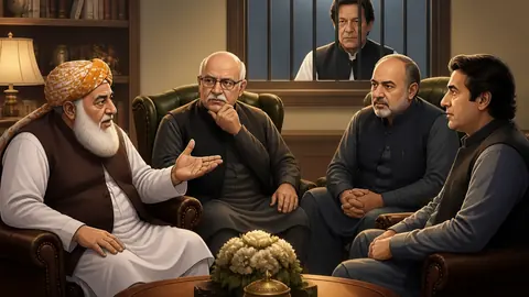 Animated editorial illustration for: Fazlur Rehman says Imran Khan would have received treatment if it were up to him