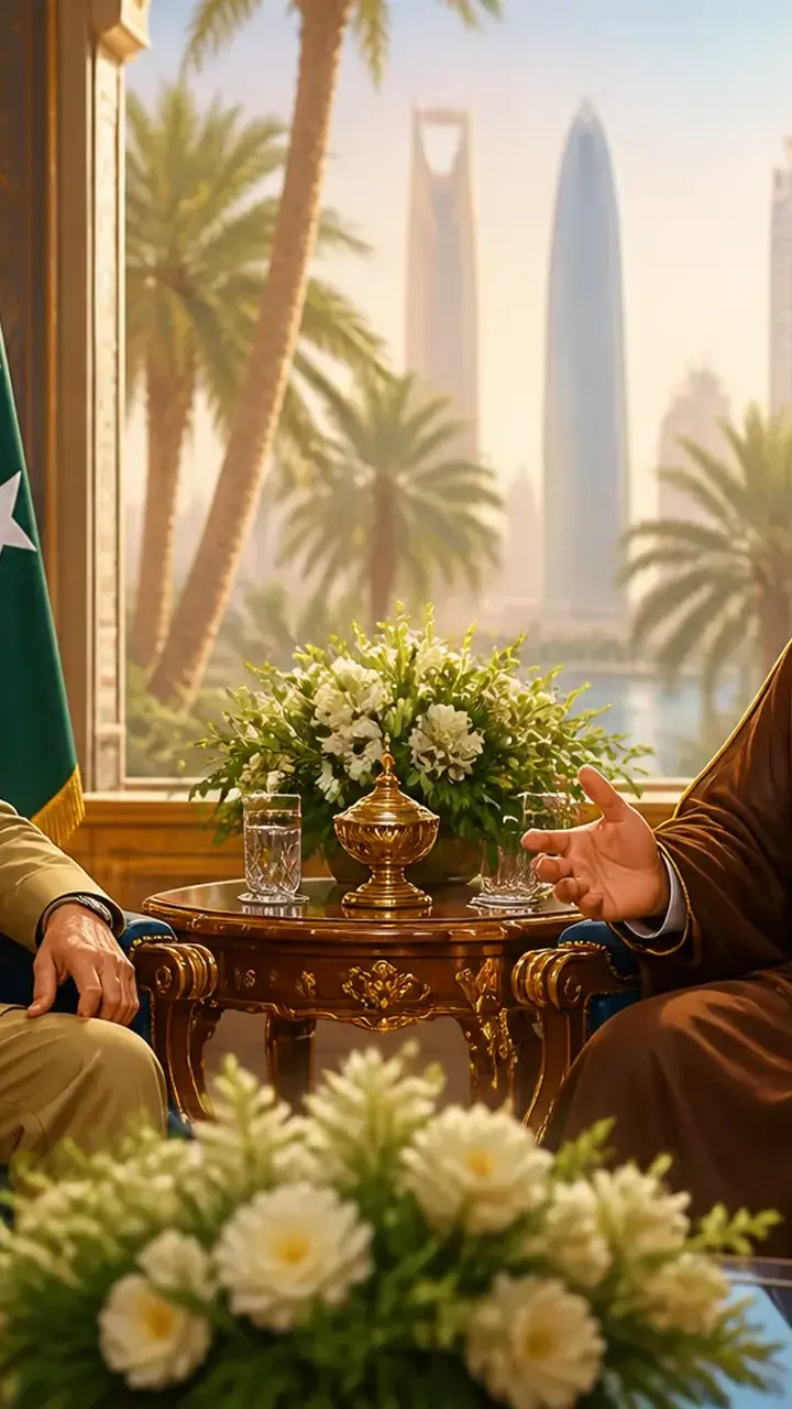 Animated editorial illustration for: Pakistan, Saudi Arabia to expand cooperation in agriculture, food security