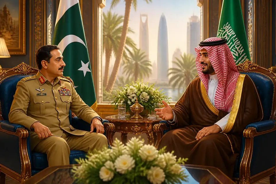 Animated editorial illustration for: Pakistan, Saudi Arabia to expand cooperation in agriculture, food security