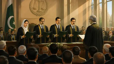 اس خبر کے لیے متحرک اداریاتی خاکہ: پشاور ہائی کورٹ: چار مستقل ججز نے حلف اٹھا لیا