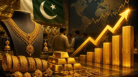 اس خبر کے لیے متحرک اداریاتی خاکہ: پاکستان میں سونے کی قیمت میں 2,000 روپے فی تولہ اضافہ