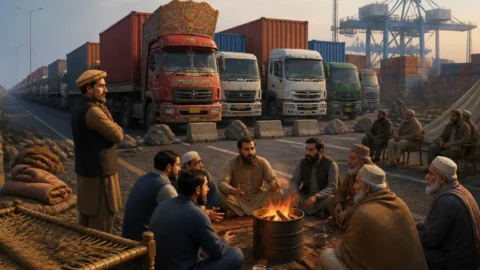 اس خبر کے لیے متحرک اداریاتی خاکہ: گڈز ٹرانسپورٹرز کی ملک گیر ہڑتال حکومت کے ساتھ معاہدے کے بعد ختم