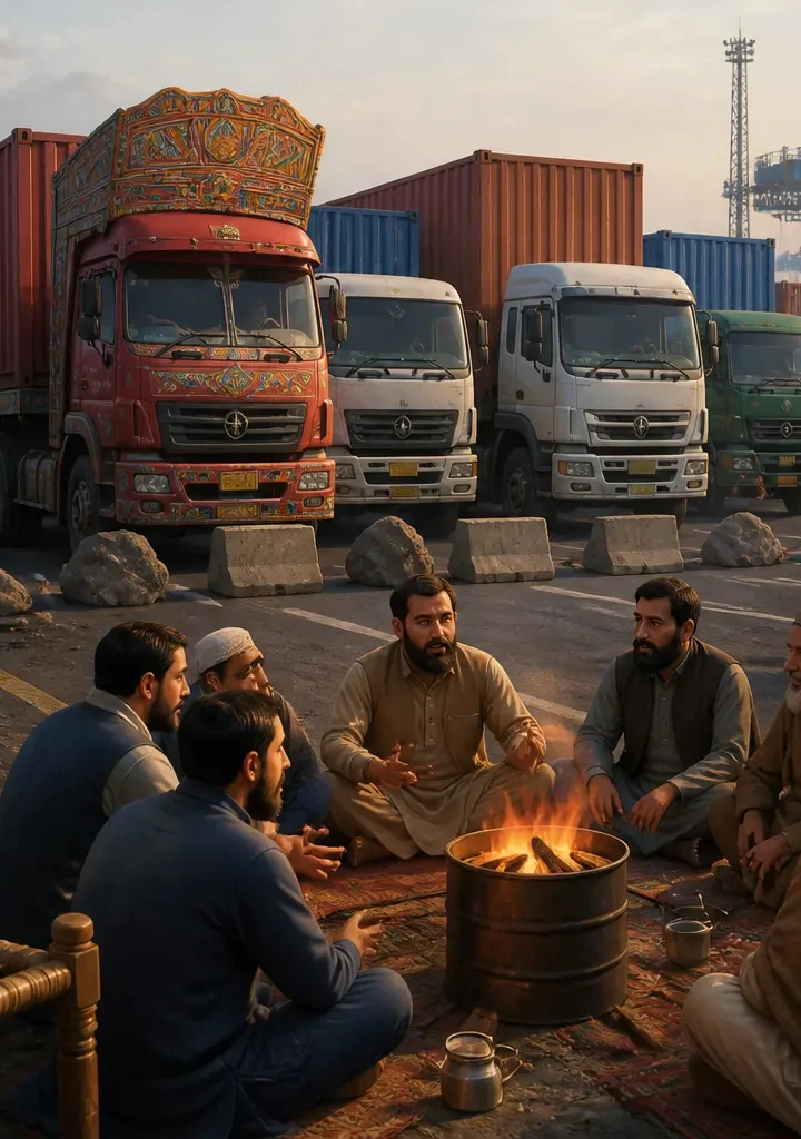 Animated editorial illustration for: Transporters’ strike ends after government agrees to monthly fuel price reviews