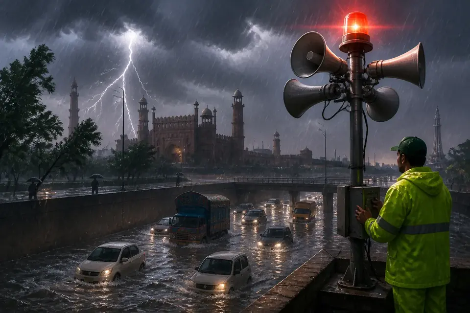 Animated editorial illustration for: Widespread Monsoon Rains Continue Across Pakistan