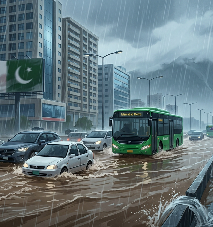 Heavy Rain Lashes Islamabad, Causing Waterlogging in Several Areas