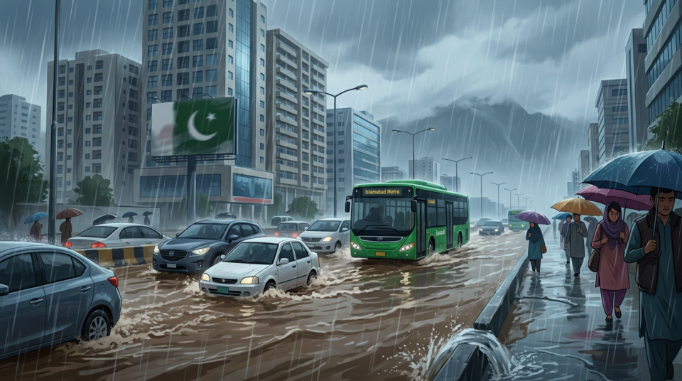 Heavy Rain Lashes Islamabad, Causing Waterlogging in Several Areas