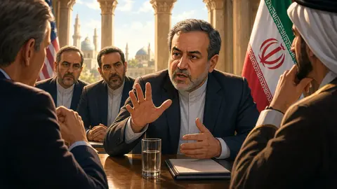 Animated editorial illustration for: Iran warns Gulf nations against assisting US military