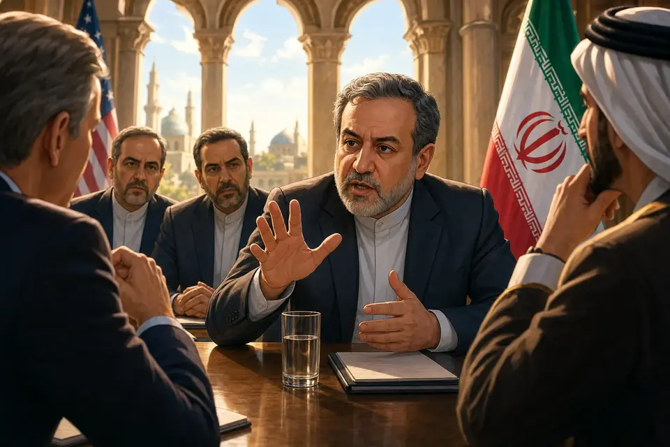 Animated editorial illustration for: Iran warns Gulf nations against assisting US military