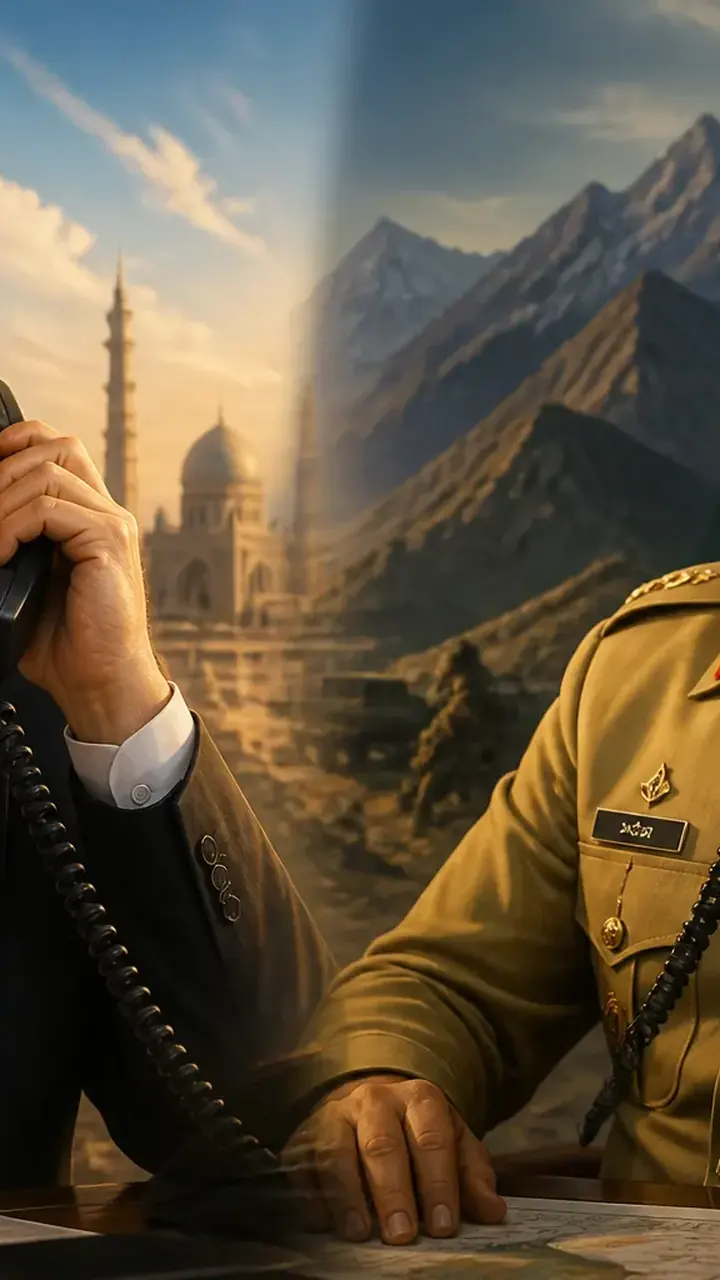 Animated editorial illustration for: Iranian Foreign Minister Araghchi, COAS Asim Munir discuss regional situation by phone