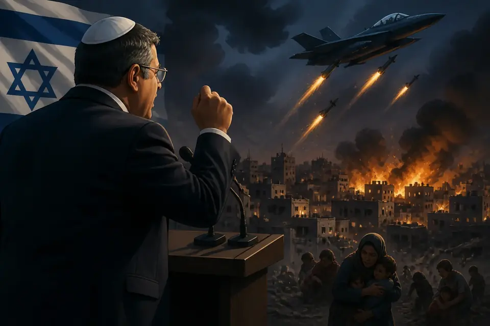 Animated editorial illustration for: Iran Condemns Israeli Minister’s Call for Daily Killings in Gaza