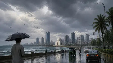 Animated editorial illustration for: Karachi to experience cloudy skies and light drizzle on Saturday