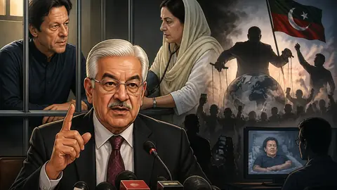اس خبر کے لیے متحرک اداریاتی خاکہ: خواجہ آصف کا عمران خان اور نورین نیازی کی ملاقات پر تبصرہ