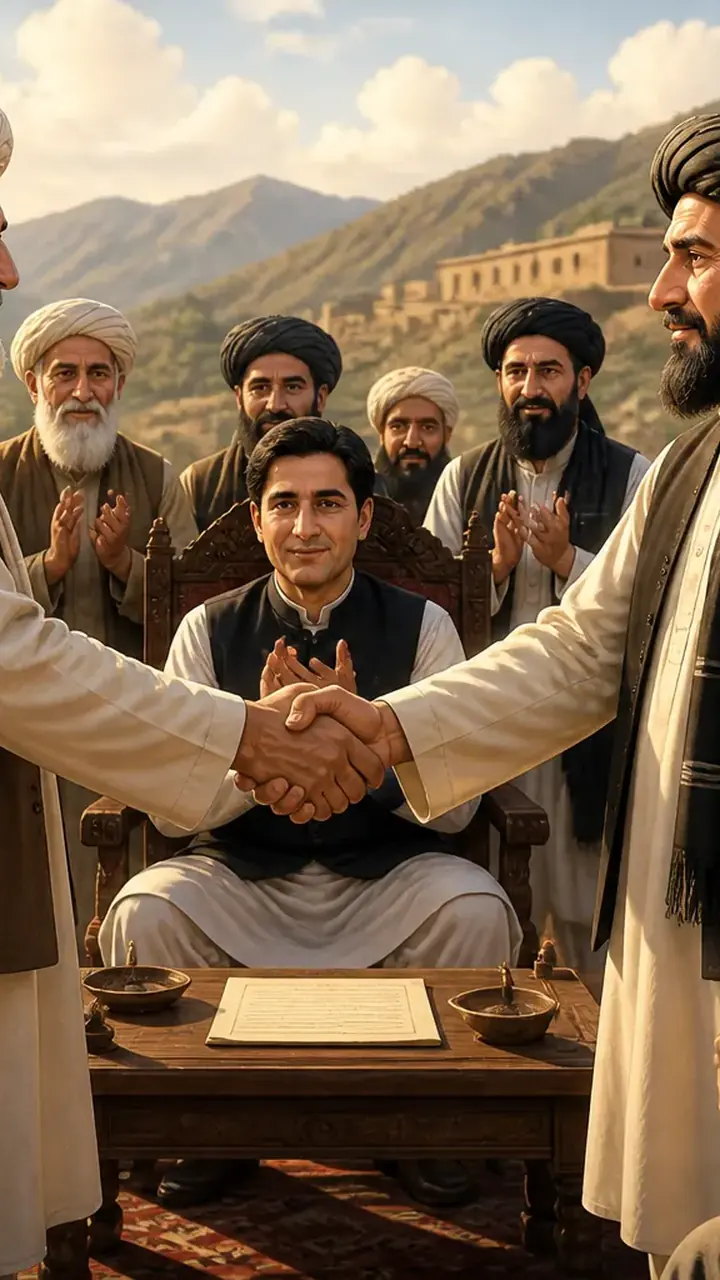 Animated editorial illustration for: Kurram Jirga Succeeds in Renewing Peace Deal Between Alizai, Watezai Tribes