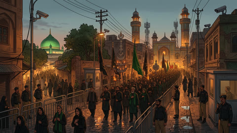 Lahore Chehlum Procession for Karbala Martyrs Underway