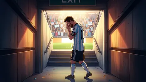 Animated editorial illustration for: Lionel Messi announces retirement from international football
