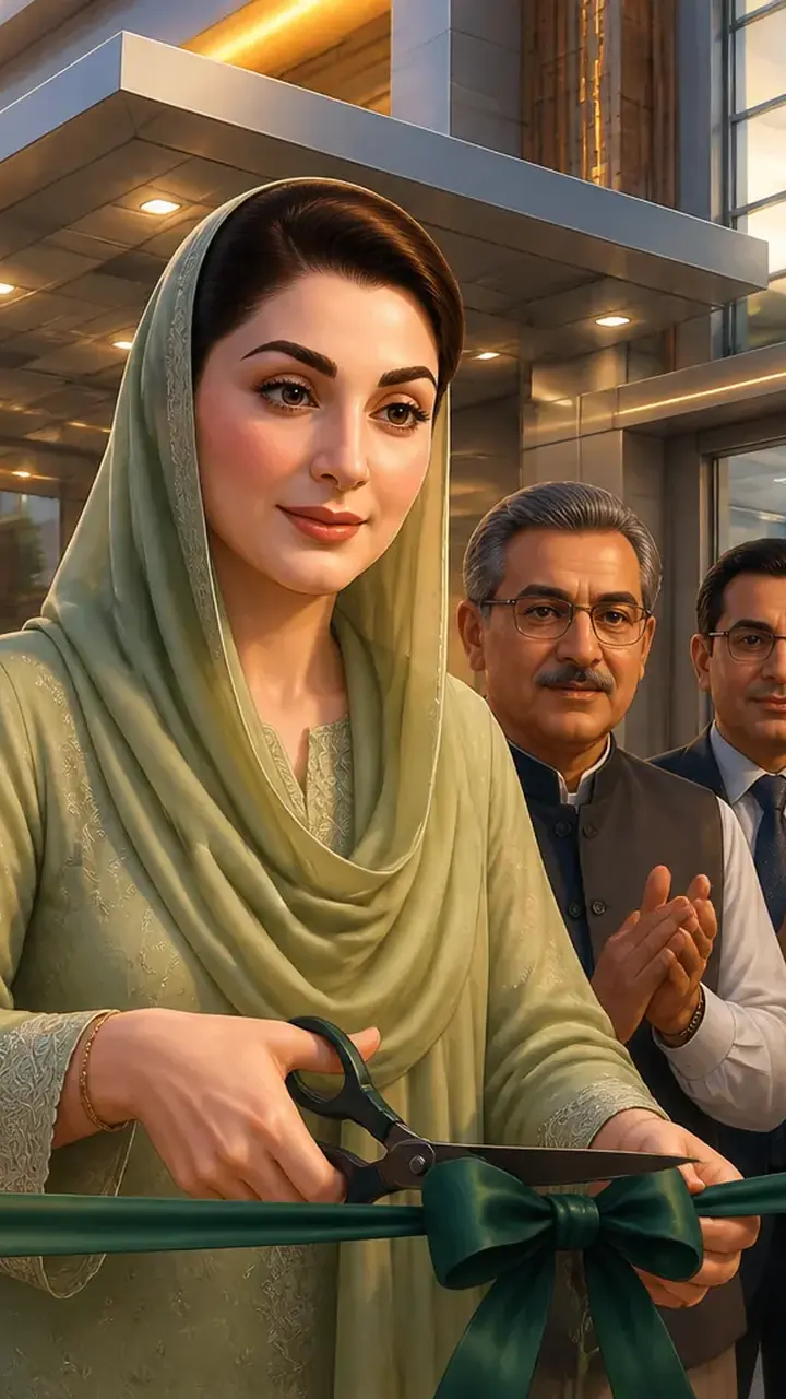 Animated editorial illustration for: Maryam Nawaz inaugurates Lahore cardiac institute, announces free treatment