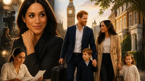 Animated editorial illustration for: Meghan Markle Considers Acting Return Amid UK Move with Prince Harry