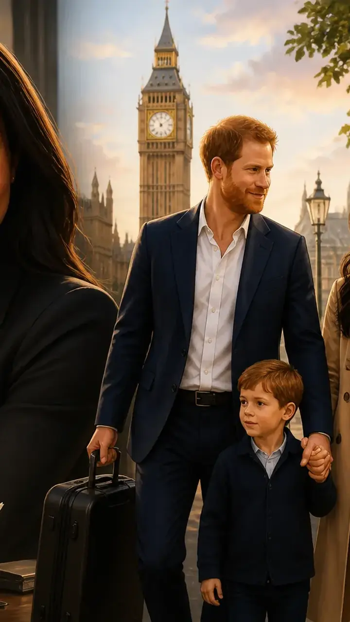 Animated editorial illustration for: Meghan Markle Considers Acting Return Amid UK Move with Prince Harry