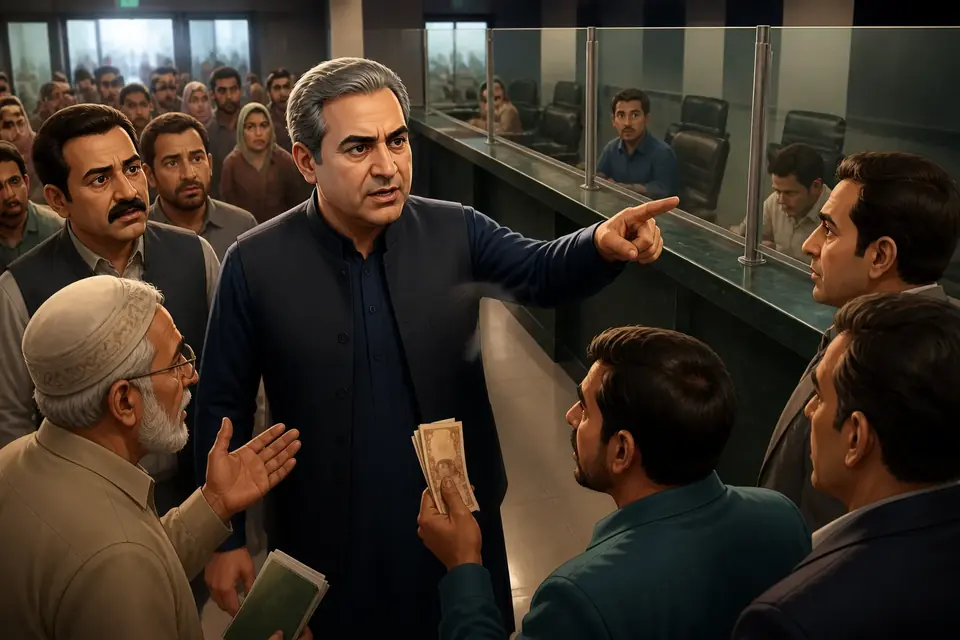 اس خبر کے لیے متحرک اداریاتی خاکہ: محسن نقوی کا پاسپورٹ آفس کے اچانک دورے کے بعد دو افسران کو ہٹانے کا حکم