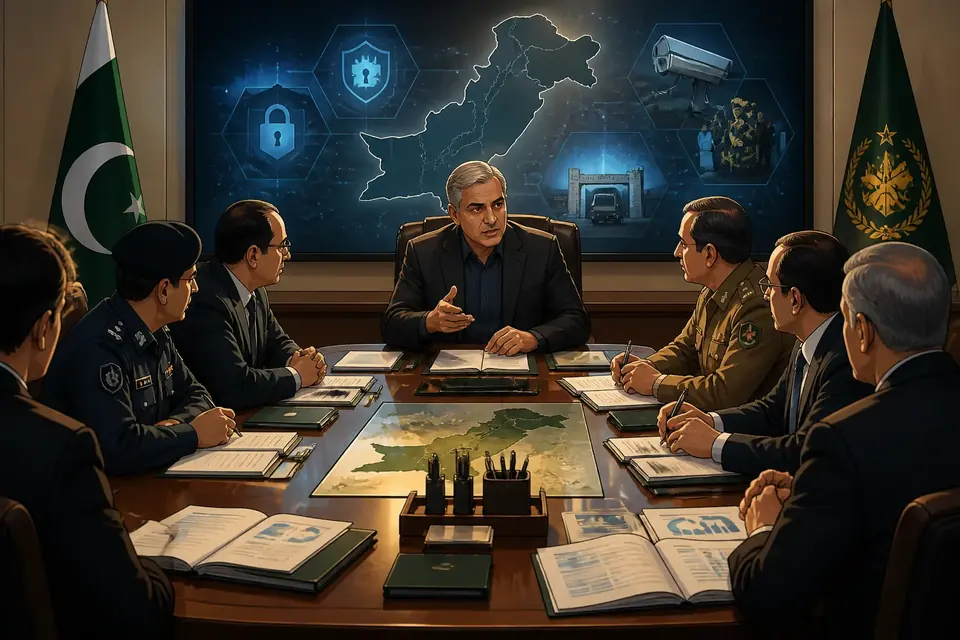 Animated editorial illustration for: Mohsin Naqvi Orders Stronger Coordination Among Interior Ministry Departments
